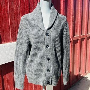 Dockers Cardigan Sweater Sz Small Gray knit Wool Blend Preppy